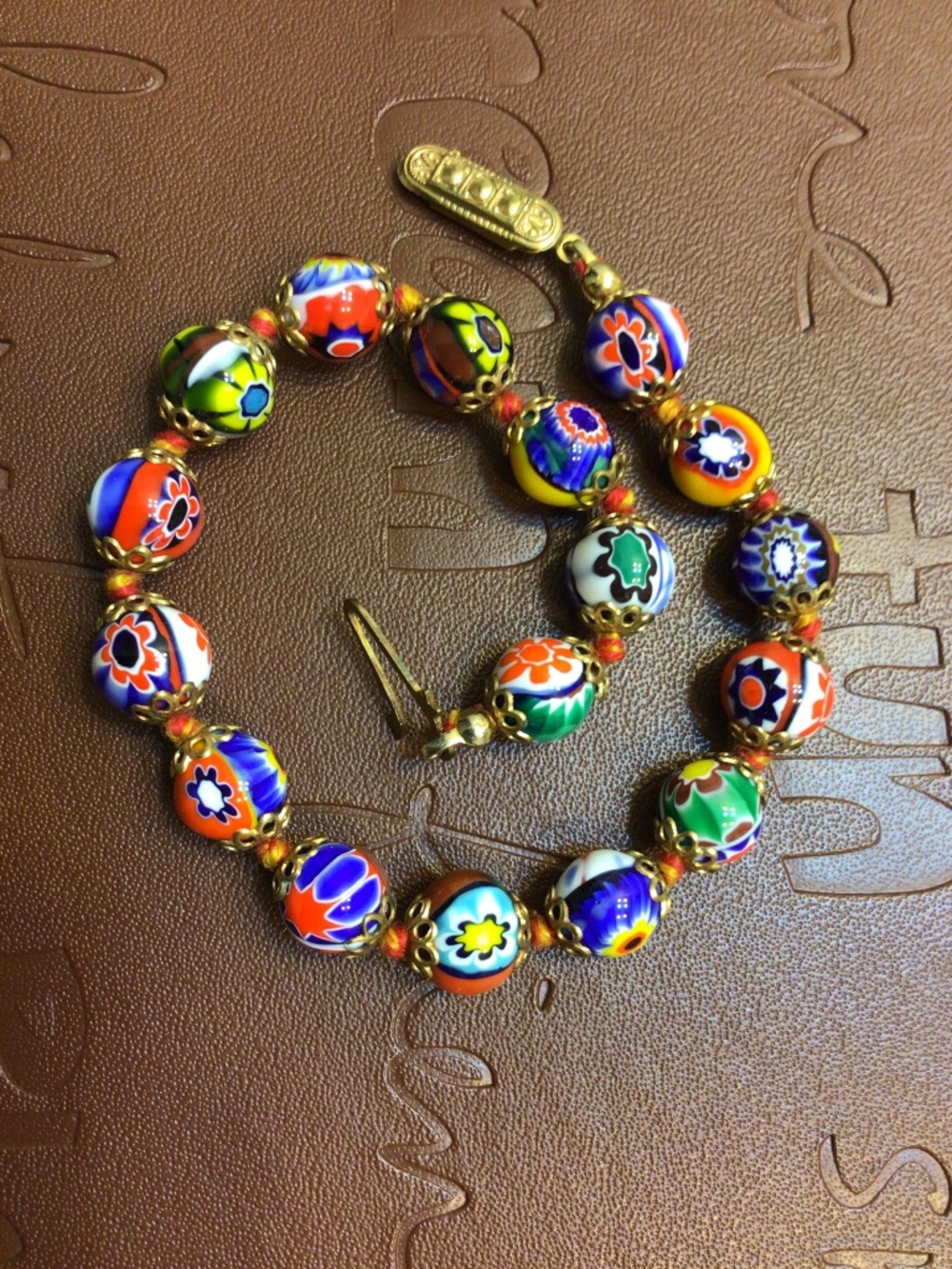 Vintage Multi-Colored Venetian Murano Millefiori Glass Beads Bracelet - Picture 9 of 14
